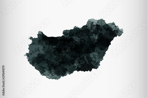Cuadros en Lienzo Hungary watercolor map vector illustration of black color on light background us