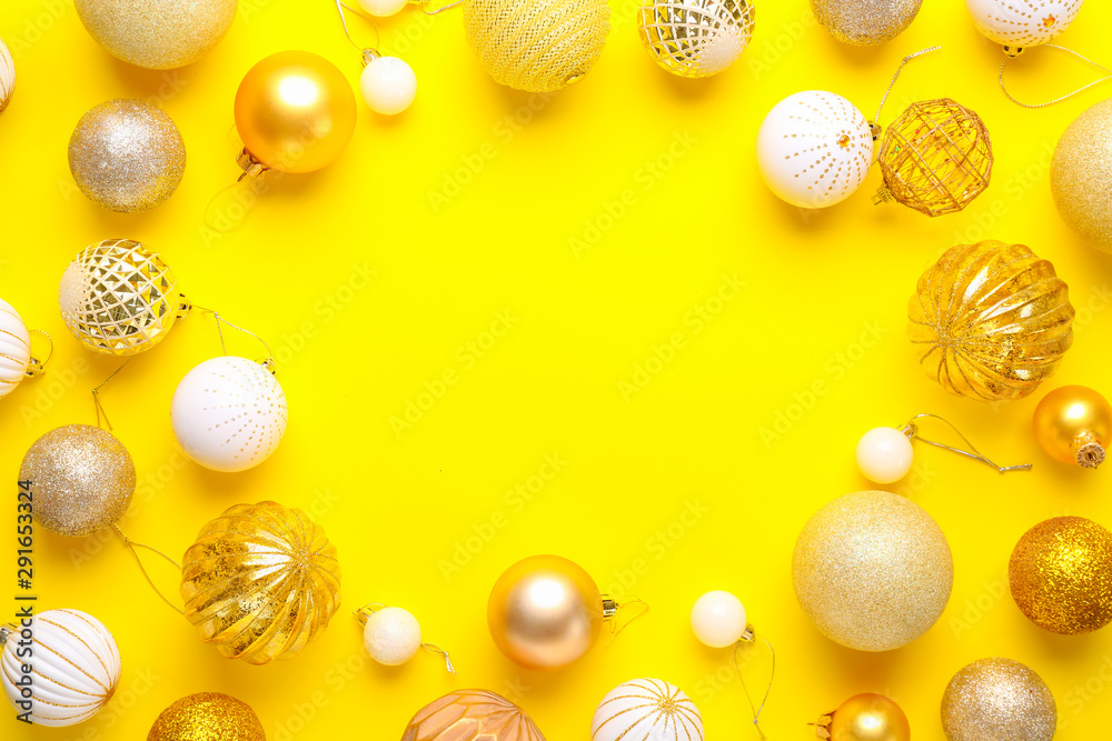 Beautiful Christmas composition on color background