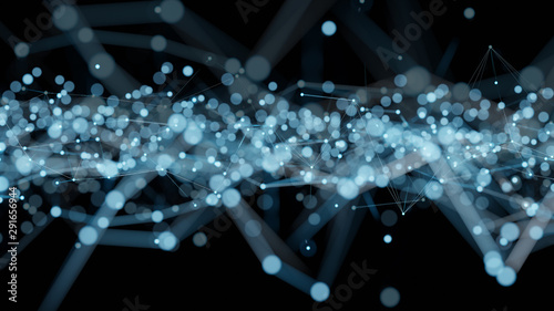Abstract connection blue background network 3D rendering