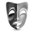 Theatrical masks. Black and white. Isolated. Mesh. Clipping Mask