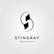 stingray letter s initial logo design silhouette vector illustration