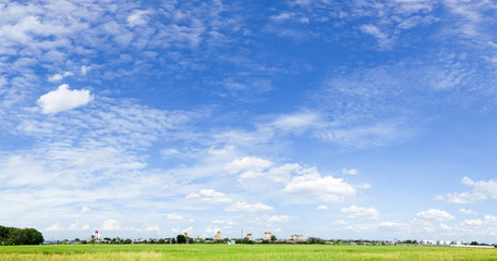 Poster - sky with white clouds panorama background.