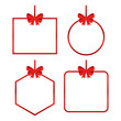© FourLeafLover - Set of beautiful cards with red gift bows with ribbons Vector