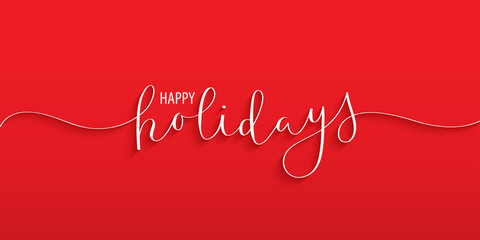 Canvas Print - HAPPY HOLIDAYS brush calligraphy banner on red background