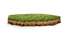 Island .Cross Section Of Land With Grass. 3d Illustration