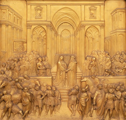 Wall Mural - Baptistry of Saint John, Gates of Paradise, Queen of Sheba and King Solomon, Florence, Italy 