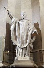 Statue Of Saint Denis In The St Francis Xavier's Church In Paris, France 
