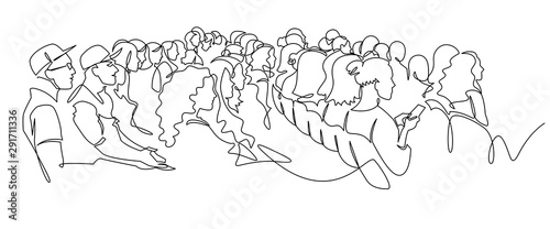 Cuadros en Lienzo Continuous Line Drawing of Vector illustration character of audience in the conf