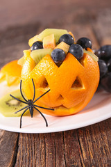 Wall Mural - jack o lantern with fruits- halloween