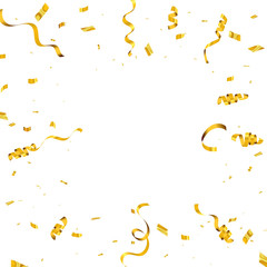 Wall Mural - celebration background template with confetti and gold ribbons. luxury greeting rich card.