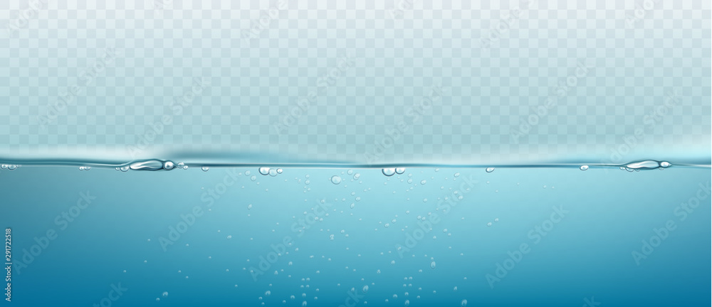 Water vector wave transparent surface with bubbles of air. Vector illustration - obrazy, fototapety, plakaty 