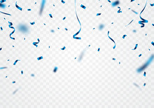 The Blue Ribbon And Confetti Can Be Separated From A Transparent Background For Decorating Various Festivals.