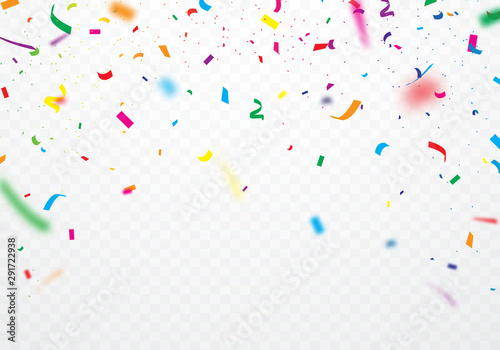 Fotografía Colorful ribbons and confetti Can be separated from a transparent background