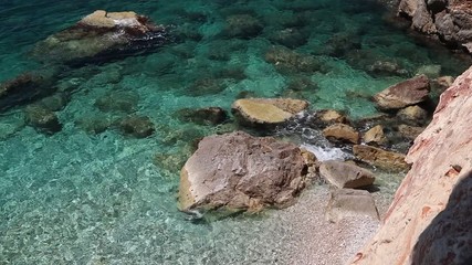 Wall Mural - Croatia landscape. Dalmatia Adriatic coast. Pasjaca beach below cliffs in Konavle.