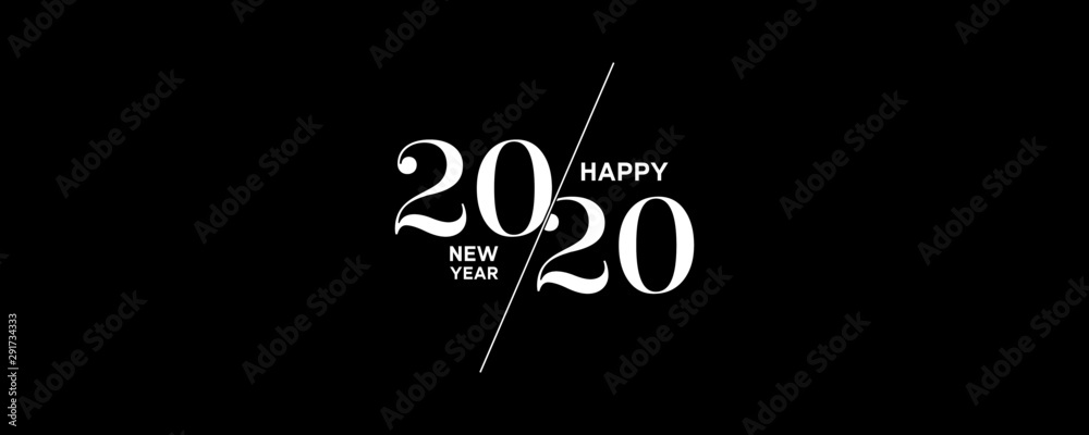 2020 Logo Happy New Year Background. Brochure Design Template, Poster, Card, Banner. Vector Illustration. - obrazy, fototapety, plakaty 