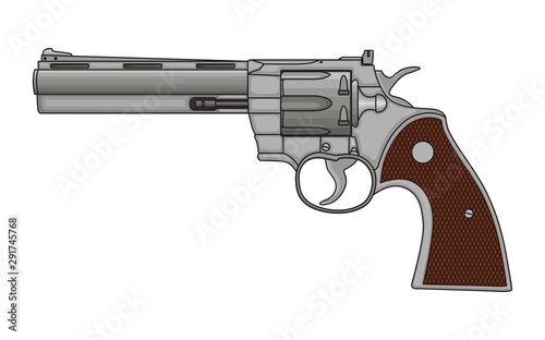 Revolver Pistol on white background Poster Mural XXL