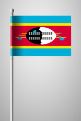 Wall Mural - Flag of Eswatini. National Flag on Flagpole. Isolated Illustration on Gray