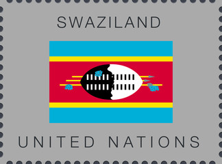 Wall Mural - Flag of Swaziland. eSwatini. Vector Sign and Icon. Postage Stamp