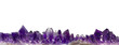 amethyst crystals border on white background