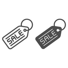 Poster - Price tag line and glyph icon. Sale label vector illustration isolated on white. Discount outline style design, designed for web and app. Eps 10.
