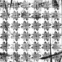 Wall Mural - Grunge abstract geometric pattern with mills. Square black and white backdrop.