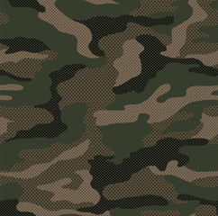 Wall Mural - dot pattern camouflage seamless background in green