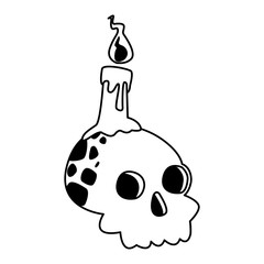 Sticker - halloween head skull with candle