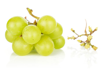 Wall Mural - Lot of whole fresh green grape pile isolated on white background