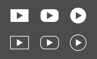 Aufkleber - Red Play icon set. Multimedia buttons, Vector