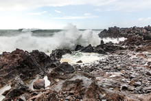 Big Waves Crashing Near A Rocky Shore