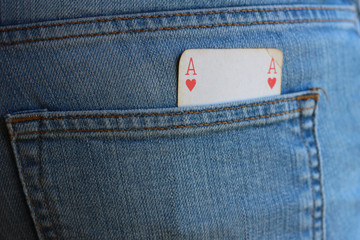 Jeans with ace in the back pocket