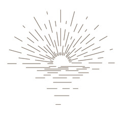 Poster - Sunburst thin line vector illustration