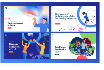 Wall Mural - web design templates of virtual reality. vector illustration concepts for web design and development