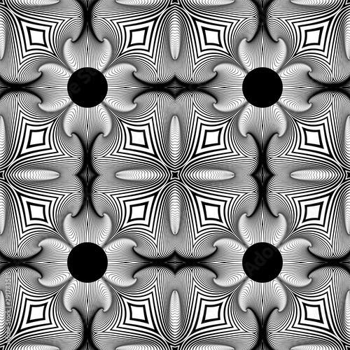 Seamless op art pattern. Lines texture.