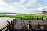 Fototapeta  - beautiful bridge at inle lake, myanmar