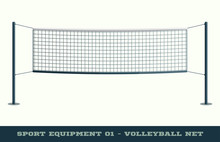 Realistic Volleyball Net For Sport Game, Activity Leisure Isolated On White Background. Vector Illustration Of Beach Play Element