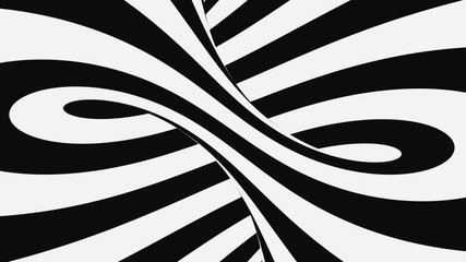 Wall Mural - Black and white psychedelic optical illusion. Abstract hypnotic animated background. Spiral geometric looping monochrome wallpaper