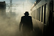 © Greatstock - Silhouette of a man on walking on a train station platform
