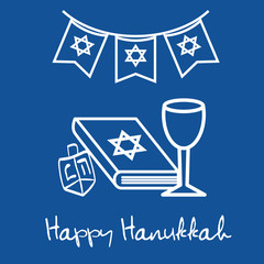 Canvas Print - happy hanukkah celebration icons vector illustration