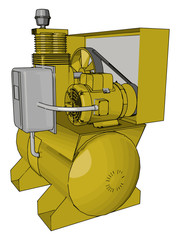 Sticker - Yellow machine panel, illustration, vector on white background.