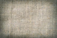 Natural Canvas, Sackcloth. Closeup Of Jute Texture Pattern With Vignette, For Vintage Background