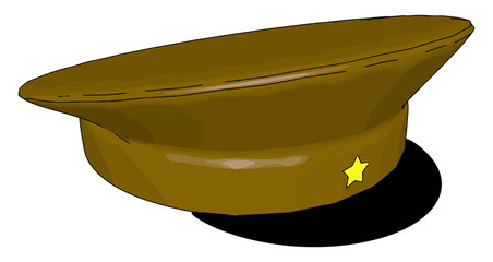 Sticker - Military hat, illustration, vector on white background.