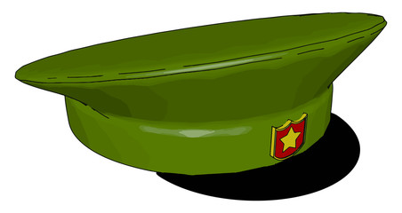 Sticker - Military hat, illustration, vector on white background.