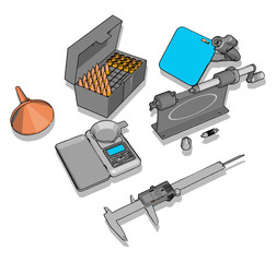 Poster - Various small tools, illustration, vector on white background.