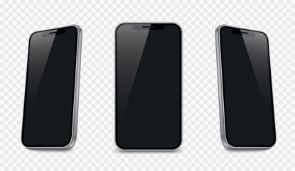 Wall Mural - realistic smartphone mockup. 3d vector blank mobile device - stock vector.