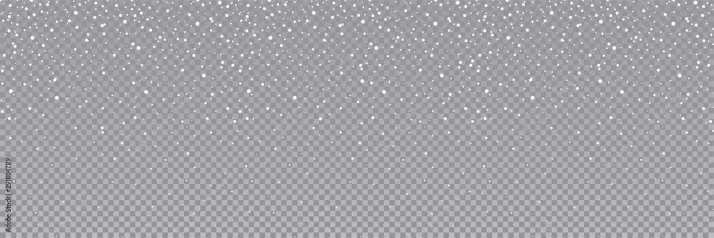 Seamless falling snow or snowflakes. Isolated on transparent background ...