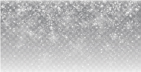 Wall Mural - seamless realistic falling snow or snowflakes. isolated on transparent background - stock vector.