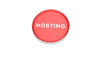 Sticker - pushing big red button with word Hosting.