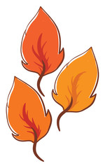 Sticker - Orange leaves, illustration, vector on white background.