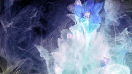 Wall Mural - Larkspur flowers, Delphinium, Acrylic colors and ink in water.